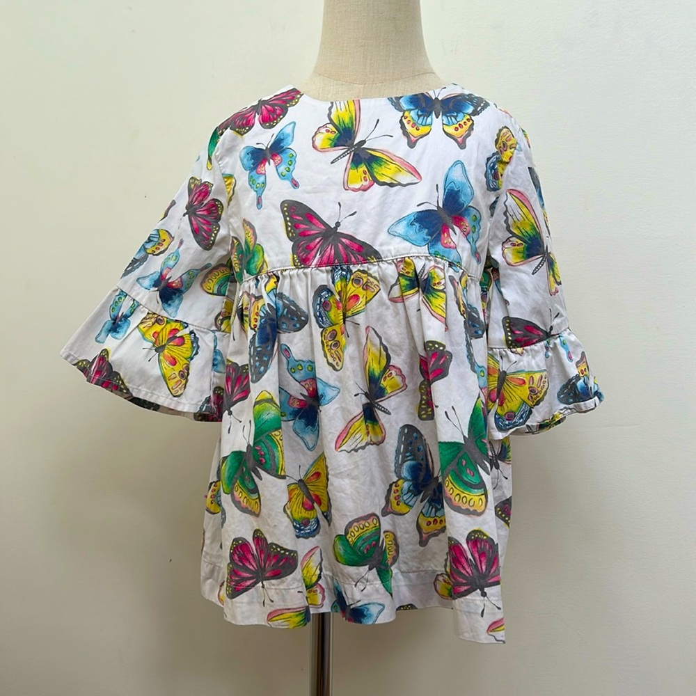 Gymboree girls colorful butterfly bell sleeve top shirt